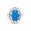 Image 1 : 2.53 ctw Turqouise and 0.40 ctw Diamond 14K White Gold Ring