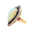 Image 2 : 9.90 ctw Opal, 1.18 ctw Ruby/Sapphire and 0.67 ctw Diamond 14K Yellow and White