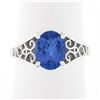 Image 1 : NEW 14k White Gold 1.91 ctw Violet Blue Oval Tanzanite w/ Open Work Sides Ring