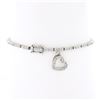 Image 2 : 18K White Gold 1.50 ctw Round Diamond Thin Line Bracelet w/ Dangle Heart Charm