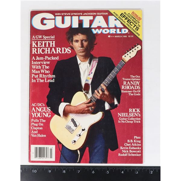 KEITH RICHARDS / ANGUS YOUNG GUITAR WORLD MAR 1986