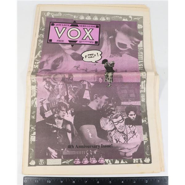 CALGARY CJSW VOX MAGAZINE AUG 1987 ANNIVERSARY