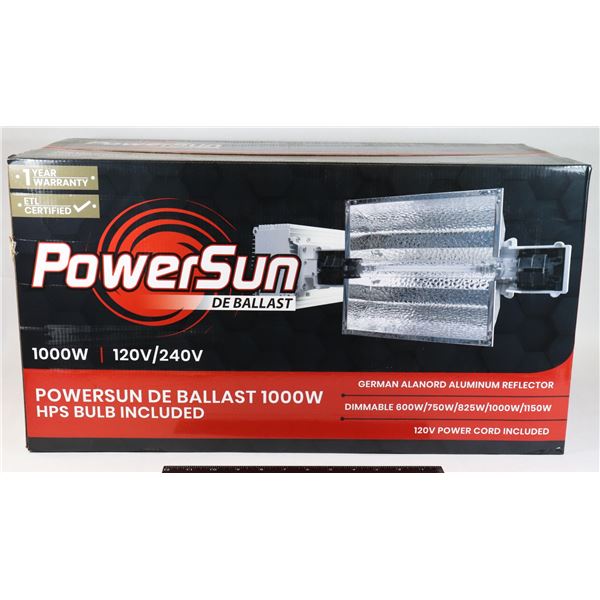 POWER SUN, 1000W DE HPS GROW LIGHT FIXTURE