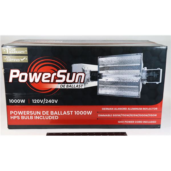 POWER SUN, 1000W DE HPS GROW LIGHT FIXTURE