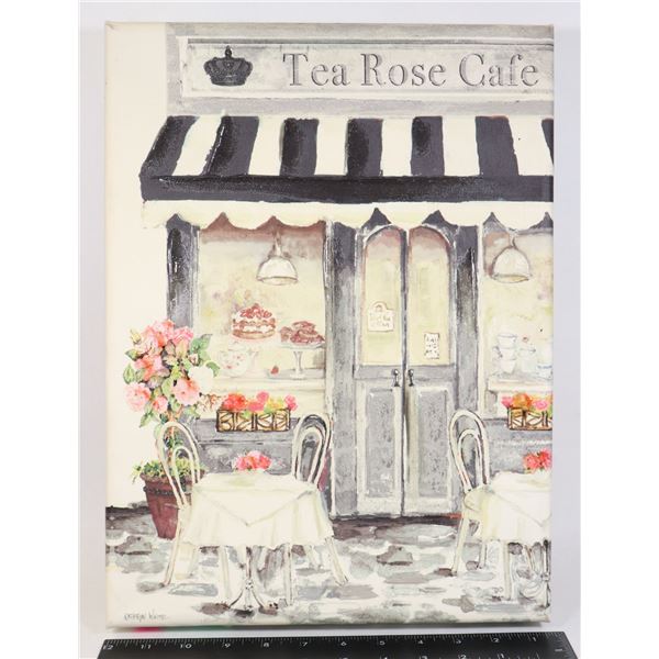 "TEA ROSE CAFE" MOUNTED ART BY KATHRYN WHITE