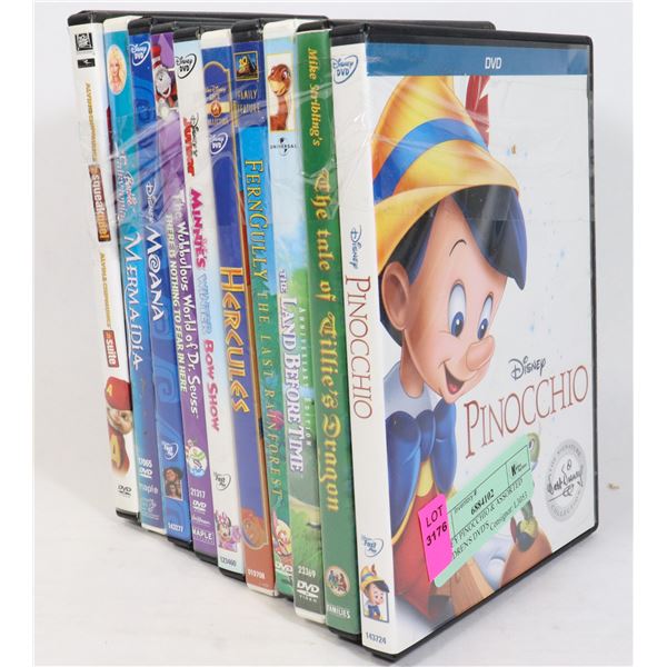 DISNEY PINOCCHIO & ASSORTED CHILDREN'S DVD'S