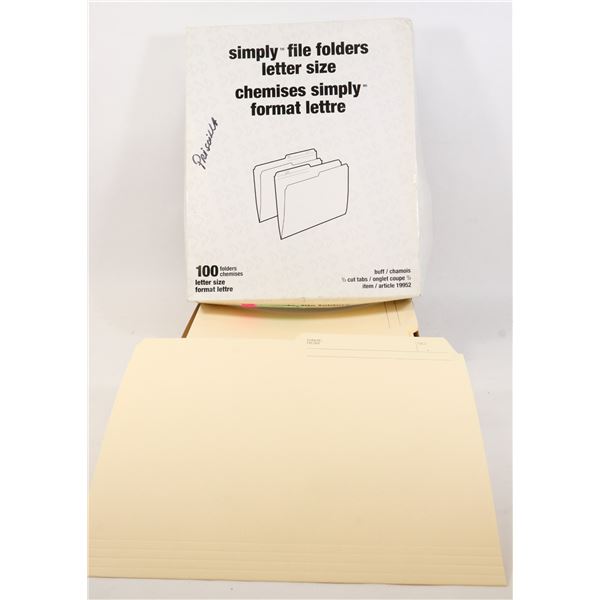 BOX OF BUFF LETTER SIZE FILE FOLDERS