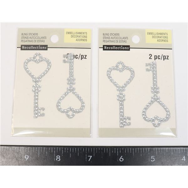 ANTIQUE KEY BLING STICKERS