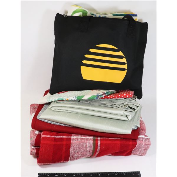 FLORAL TABLECLOTH & ASSORTED PLACEMATS