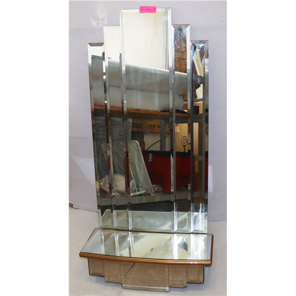LARGE MIRRORED WALL HANGING SHELF