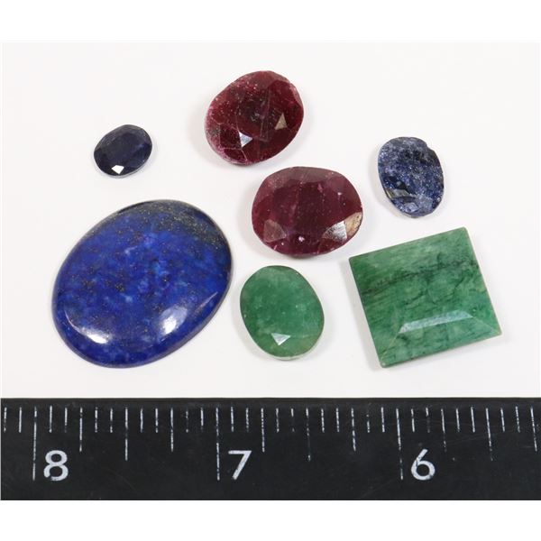 104.3cts GENUINE RUBY, EMERALD, SAPPHIRE, LAPIS
