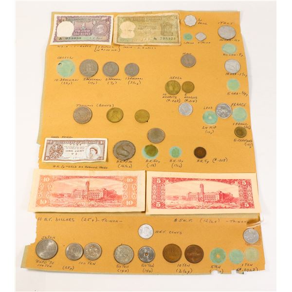 CURRENCY BOTH BILLS AND COINS ATTACHED TO