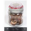 Image 1 : SMALL MASON JAR OF AMERICAN ONE CENT COINS