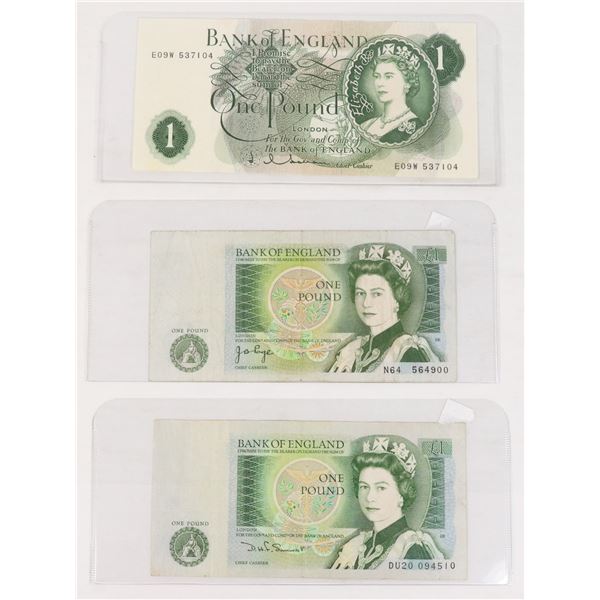 x3 VARIOUS OLD GREAT BRITAIN 1 POUND NOTES