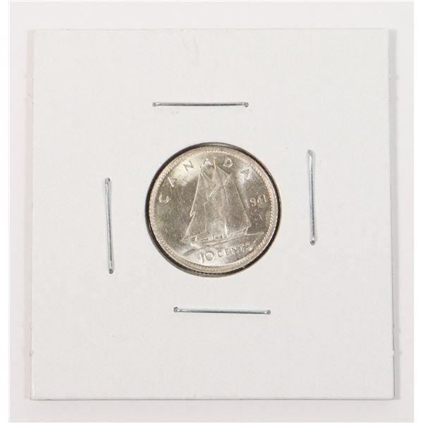 1941 SILVER CANADA HIGHER GRADE 10 CENTS COIN