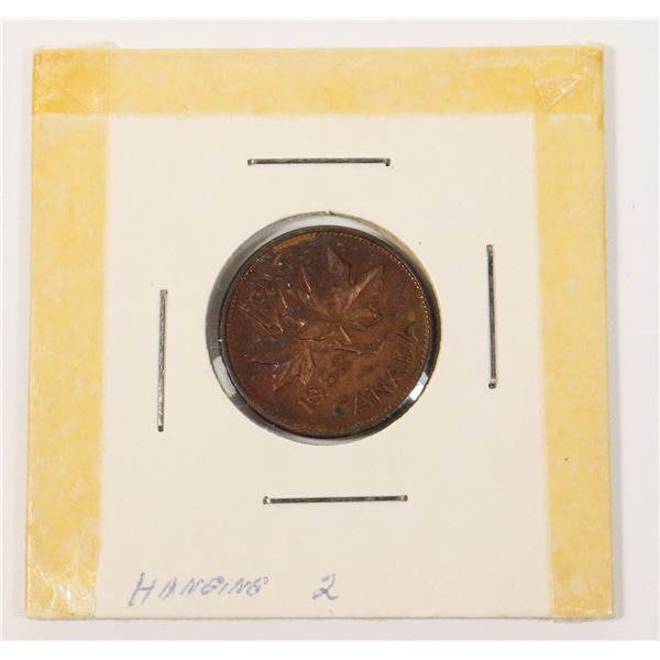 1962 HANGING 2 VARIETY CANADA SMALL 1c COIN, BU