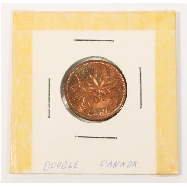 1969 DOUBLE "CANADA" VARIETY SMALL RED 1c COIN,