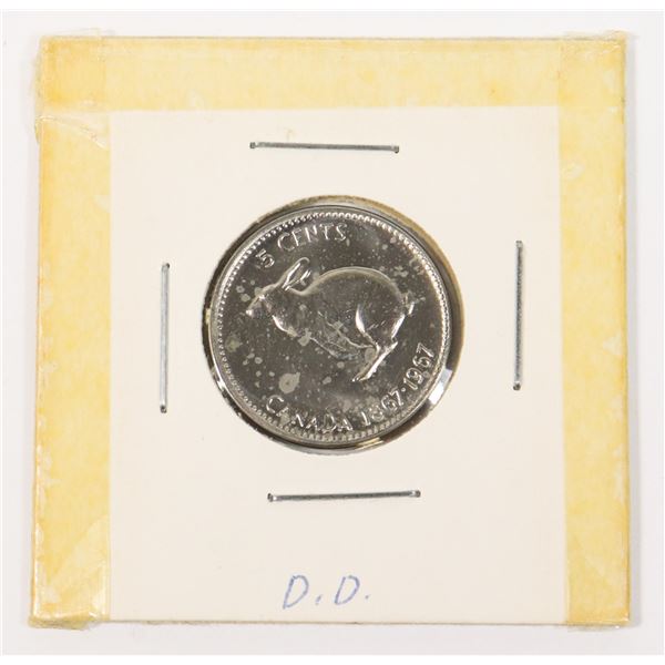 1867-1967 DOUBLE DATE VARIETY CANADA RABBIT 5c,