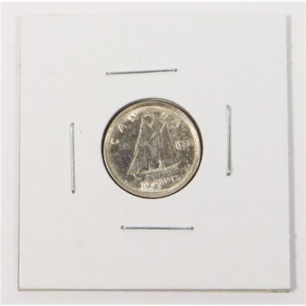 1938 SILVER CANADA 10 CENTS COIN, BU