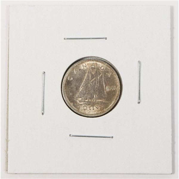 1943 SILVER CANADA 10 CENTS COIN, HIGHER GRADE