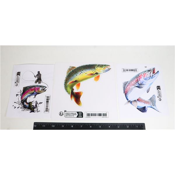3PC BUMPER STICKERS, 5.7"X 5" BROWN TROUT,