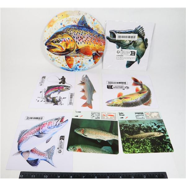 ROUND BROWN TROUT METAL SIGN 8" DIAMETER