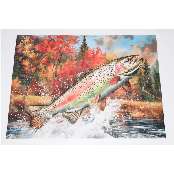 VIBRANT RAINBOW TROUT LEAP ARTISTIC MASTERPIECE