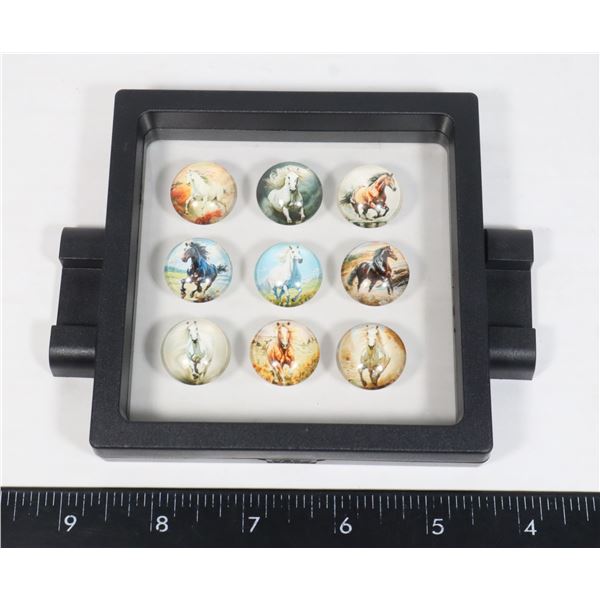 9PC CUTE RUNNING HORSE PATTERN ROUND FLAT BACK