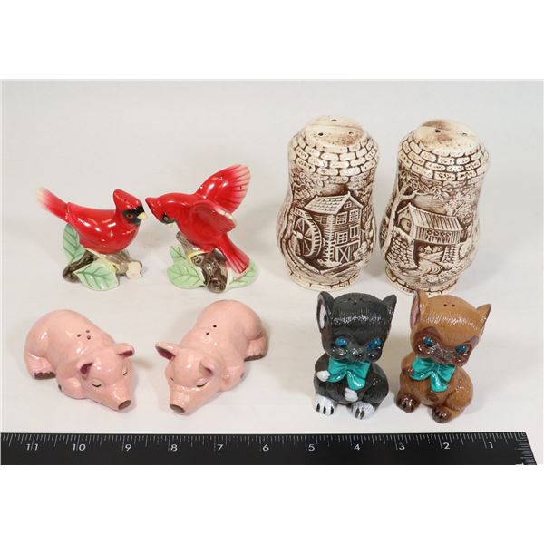 4 SETS COLLECTIBLE SALT AND PEPPER SHAKERS