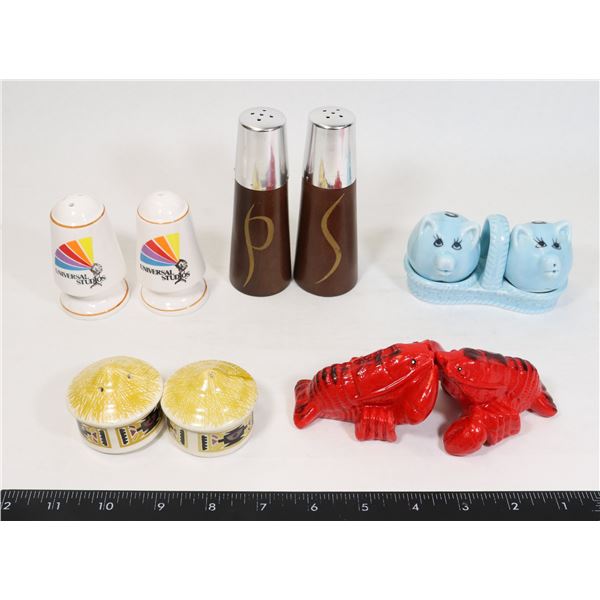 5 SETS COLLECTIBLE SALT AND PEPPER SHAKERS