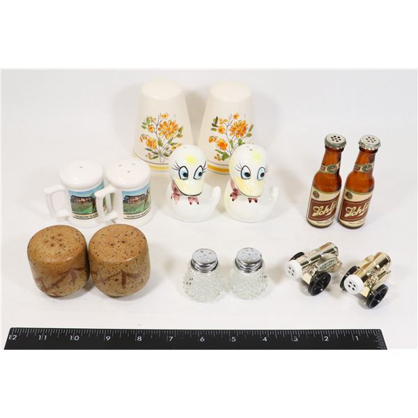 7 SETS COLLECTIBLE SALT AND SHAKERS