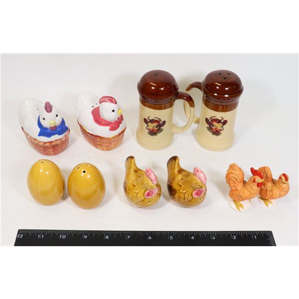 5 SETS COLLECTIBLE SALT AND PEPPER SHAKERS
