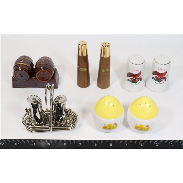 5 SETS COLLECTIBLE SALT AND PEPPER SHAKERS