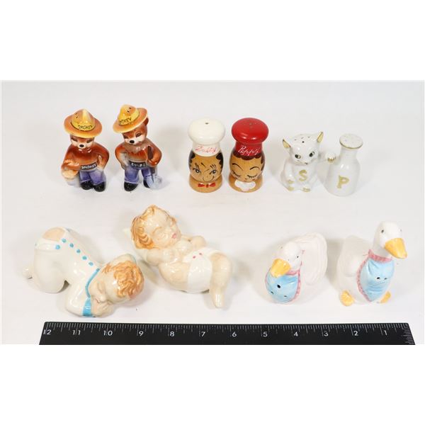 5 SETS COLLECTIBLE SALT AND PEPPER SHAKERS