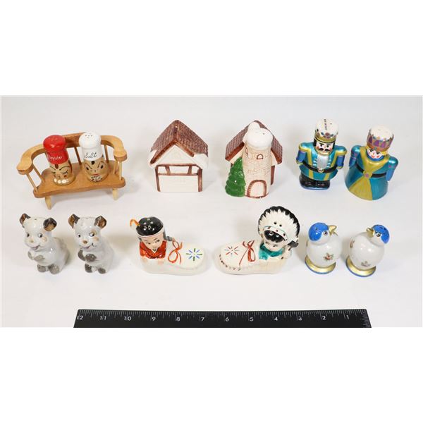 6 SETS COLLECTIBLE SALT AND PEPPER SHAKERS