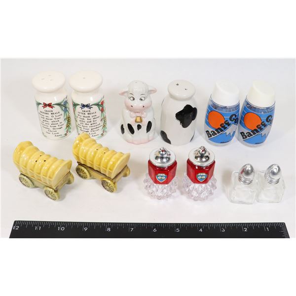 6 SETS COLLECTIBLE SALT AND PEPPER SHAKERS