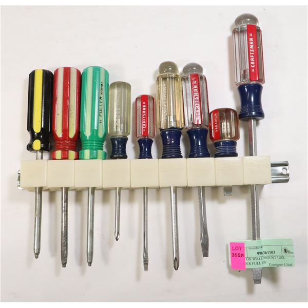 SNAP ON WALL MOUNT TOOL HOLDER FULL OF