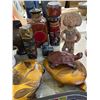 Image 2 : Group of assorted decor - includes terracotta maya man sculpture / small bisque pottery planter / ha