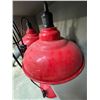 Image 2 : Group of 6 red hanging lights w/ 5 tier metal rolling shelf (approx 71in H x 31 1/2in x 20 1/2in)