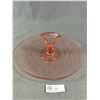 Image 2 : Vintage Pretty Pink Glass 11.5" Diam. Handled Condiment Dish w/ 2-  4.5" Diam. Condiment Dishes