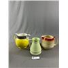 Image 1 : 3 Vintage Pottery Jugs Made In England - 5.5" Royal Art (Green), 5.5" Yellow Jug & 5"H Susie Cooper 