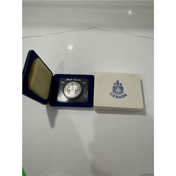 1971 British Columbia one dollar Canada coin