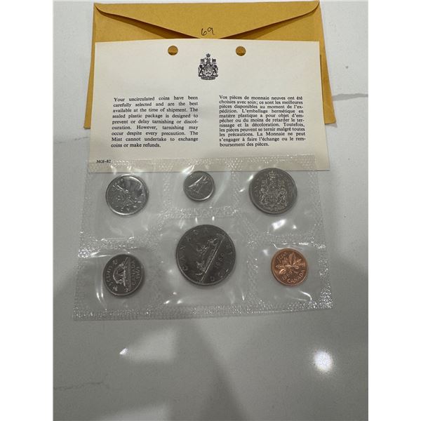 Royal Canadian mint uncirculated coin set 1969