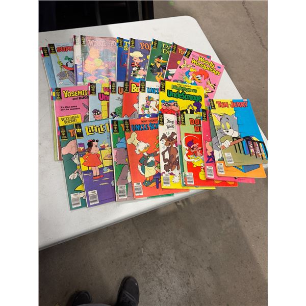 Gold key comics, Tom and Jerry, Woody woodpecker, Winnie the Pooh, Little Lulu, and many more