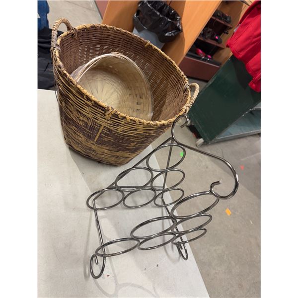 Baskets and wine rack