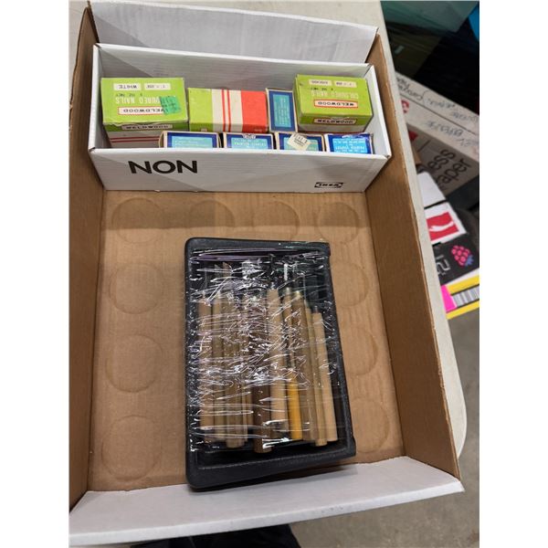 Wood, turning tools and colored nails