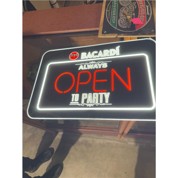 Bacardi always open to party decor light up sign works