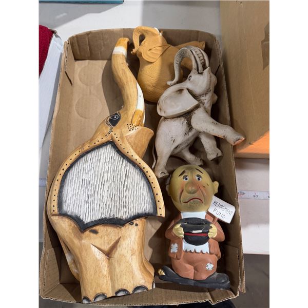 Elephant, figurines, and retirement fund