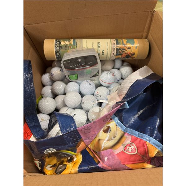 Box of golf balls, black widow cleats