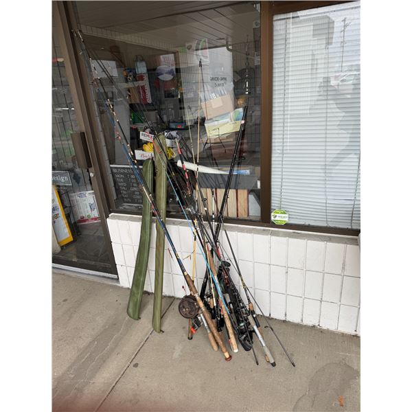 Lot of fishing, rods, and reels